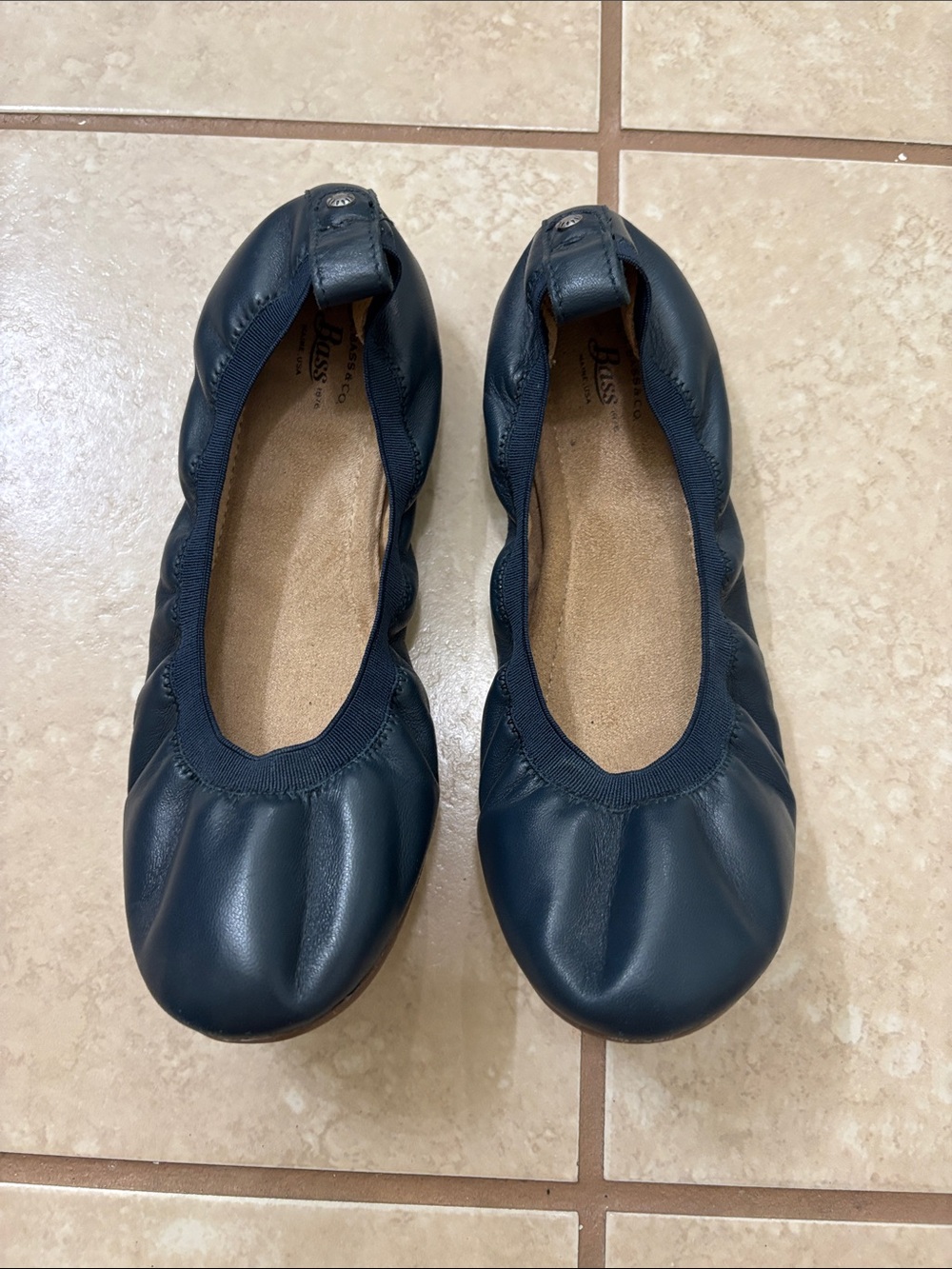 Bass Navy Blue Leather Ballet Flats
